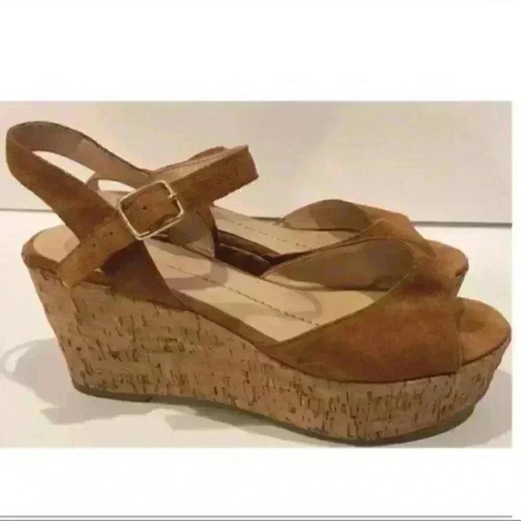 Dv dolce vita flatforms size 9.5 brown suede cork wedge retro festival platforms - Picture 2 of 10